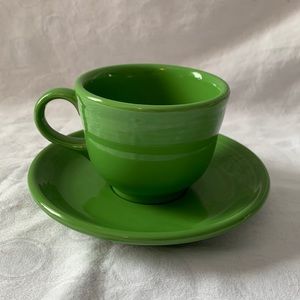 Fiesta Ware Homer Laughlin Green Cup & Saucer Set USA Dinnerware